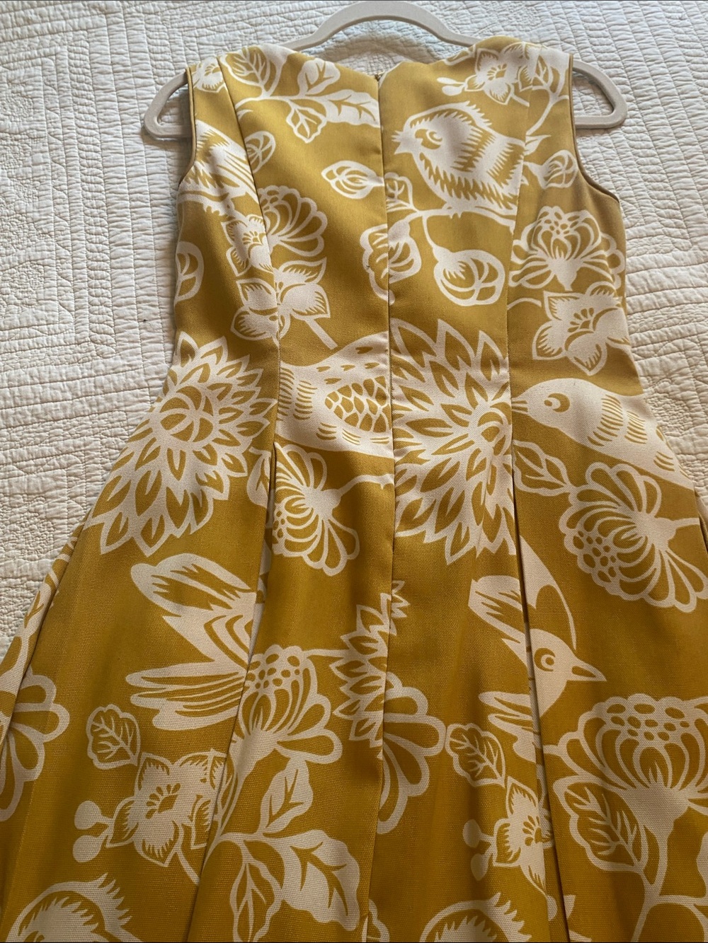 CUSTOM 1950 Yellow Floral Fit & Flare Dress with Satin Slip & Hidden Pockets SzM - Picture 2 of 16